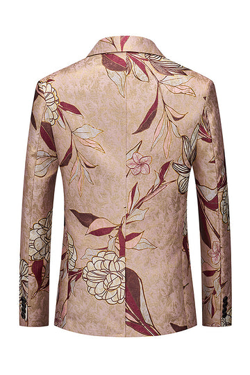 Men's Floral Printed Notched Lapel Prom Blazer